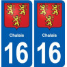 16 Chalais blason ville autocollant plaque sticker