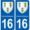 16 Cherves-Richemont blason ville autocollant plaque sticker