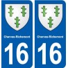 16 Cherves-Richemont blason ville autocollant plaque sticker