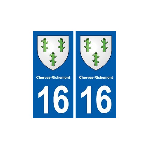 16 Cherves-Richemont blason ville autocollant plaque sticker