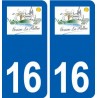 16 Gensac-la-Pallue logo ville autocollant plaque sticker