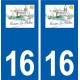 16 Gensac-la-Pallue logo ville autocollant plaque sticker