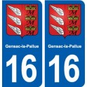 16 Gensac-la-Pallue blason ville autocollant plaque sticker