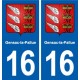 16 Gensac-la-Pallue blason ville autocollant plaque sticker