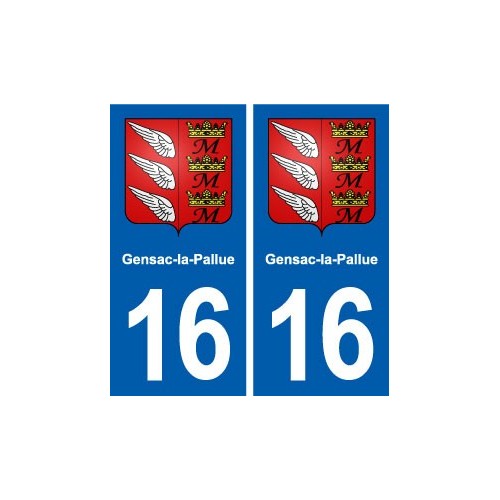 16 Gensac-la-Pallue blason ville autocollant plaque sticker