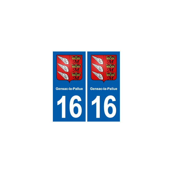 16 Gensac-la-Pallue blason ville autocollant plaque sticker