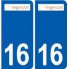 16 Segonzac logo ville autocollant plaque sticker