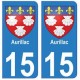 15 Aurillac ville autocollant plaque