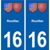 16 Rouillac coat of arms, city sticker, plate sticker