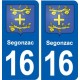 16 Segonzac blason ville autocollant plaque sticker