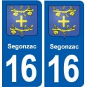 16 Segonzac blason ville autocollant plaque sticker