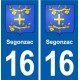 16 Segonzac blason ville autocollant plaque sticker