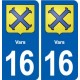 16 Vars blason ville autocollant plaque sticker