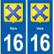 16 Vars blason ville autocollant plaque sticker