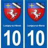 10 Lusigny-sur-Barse escudo de armas de la ciudad de etiqueta, placa de la etiqueta engomada