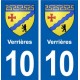 10 Verrières blason ville autocollant plaque stickers