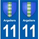 11 Argeliers blason ville autocollant plaque stickers