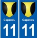 11 Capendu blason ville autocollant plaque stickers