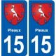 15 Pleaux blason ville autocollant plaque sticker