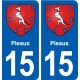 15 Pleaux blason ville autocollant plaque sticker