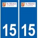 15 de Saint-Mamet-la-Salvetat logotipo de la ciudad de etiqueta, placa de la etiqueta engomada