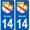14 Bavent blason ville autocollant plaque sticker