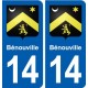 14 Bénouville blason ville autocollant plaque sticker