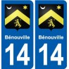14 Bénouville blason ville autocollant plaque sticker