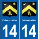 14 Bénouville blason ville autocollant plaque sticker