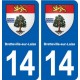 14 Bretteville-sur-Laize blason ville autocollant plaque sticker