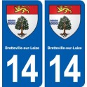 14 Bretteville-sur-Laize blason ville autocollant plaque sticker