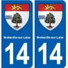 14 Bretteville-sur-Laize blason ville autocollant plaque sticker
