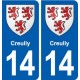 14 Creully blason ville autocollant plaque sticker