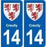 14 Creully blason ville autocollant plaque sticker