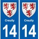 14 Creully blason ville autocollant plaque sticker
