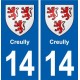 14 Creully blason ville autocollant plaque sticker