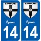 14 Épron blason ville autocollant plaque sticker