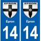 14 Épron blason ville autocollant plaque sticker