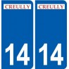 14 Creully logo ville autocollant plaque sticker