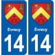 14 Évrecy blason ville autocollant plaque sticker