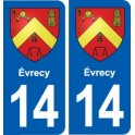 14 Évrecy blason ville autocollant plaque sticker