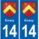 14 Évrecy blason ville autocollant plaque sticker