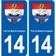 14 Port-en-Bessin-Huppain blason ville autocollant plaque sticker