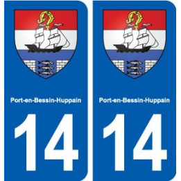 14 Port-en-Bessin-Huppain blason ville autocollant plaque sticker