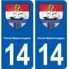 14 Port-en-Bessin-Huppain blason ville autocollant plaque sticker