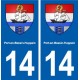 14 Port-en-Bessin-Huppain blason ville autocollant plaque sticker