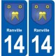 14 Ranville blason ville autocollant plaque sticker