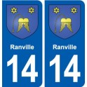 14 Ranville blason ville autocollant plaque sticker