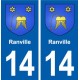 14 Ranville blason ville autocollant plaque sticker
