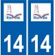 14 Ranville logo ville autocollant plaque sticker